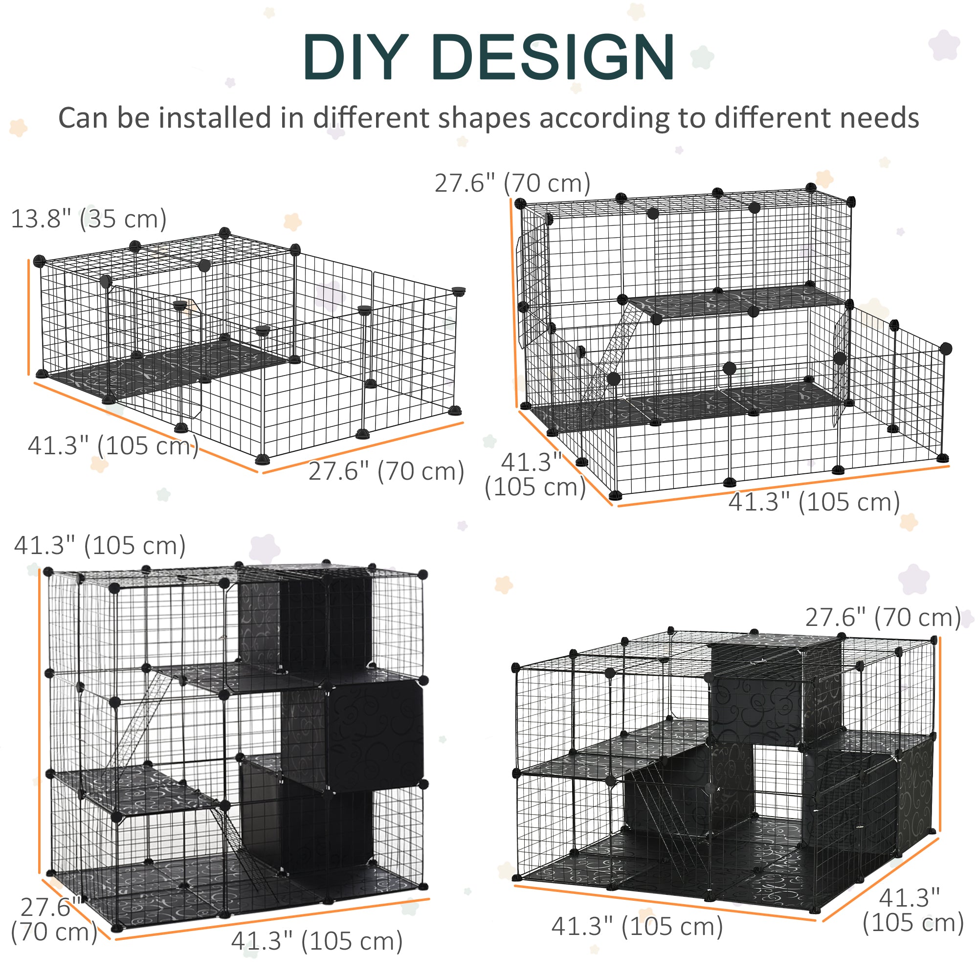 Parc de jeu pour animaux composé de 56 panneaux, petite cage pour lapin