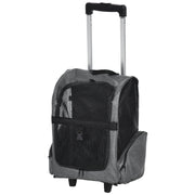 Valise pour animaux 2-en-1, sac à dos et caisse de transport pour chats et chiens avec poignée et roulettes, grise