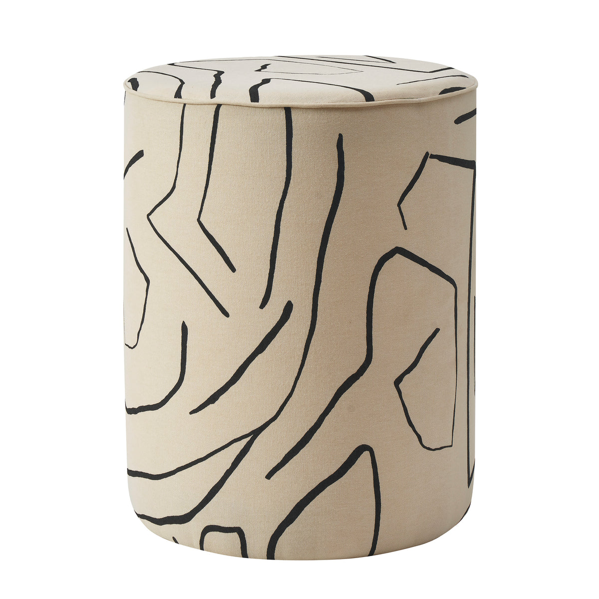Rachelle Indoor Cotton Stool, Cream-Stools-DECOROLALA
