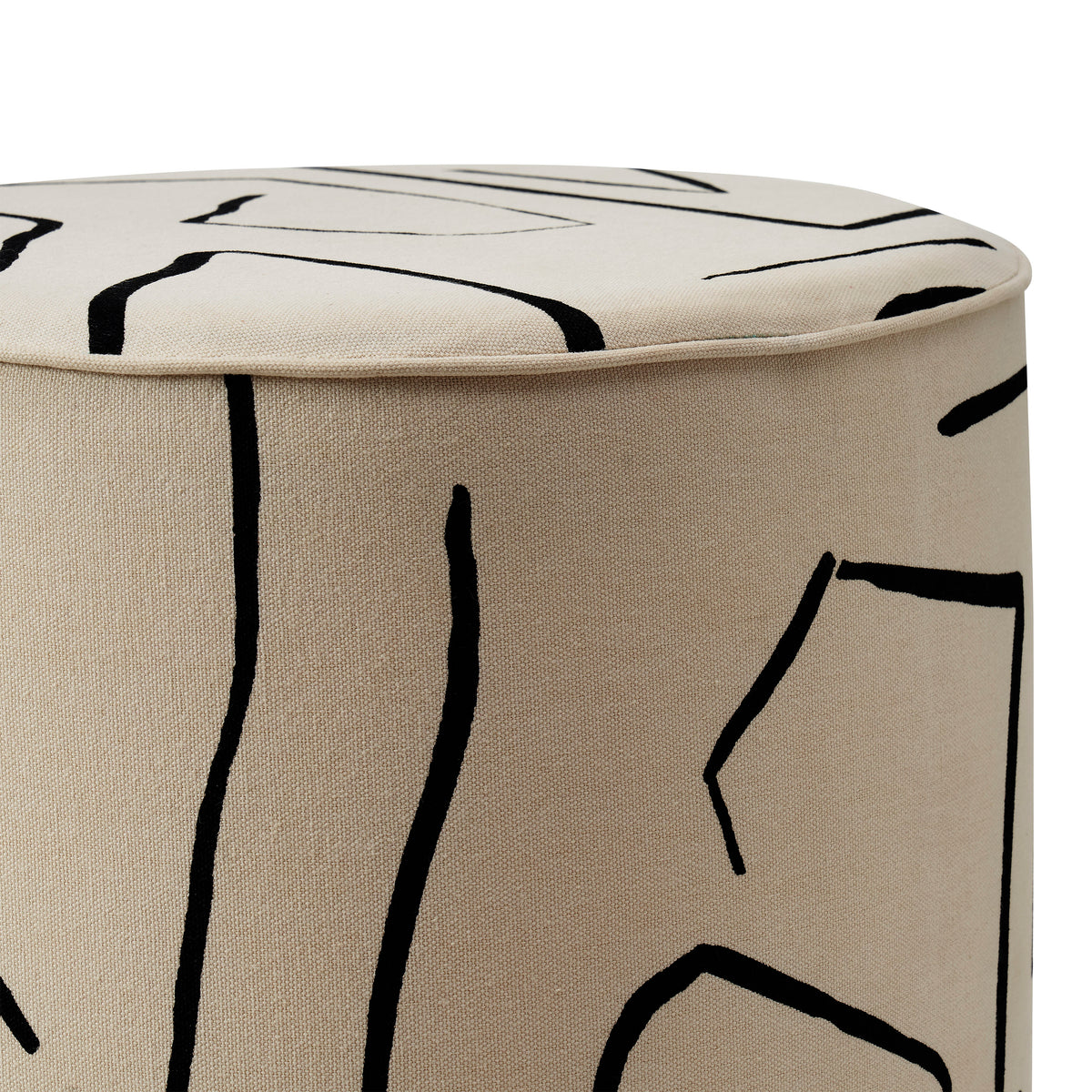Rachelle Indoor Cotton Stool, Cream-Stools-DECOROLALA