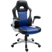 Racing Gaming Chair - Blue PU Leather Executive Office Chair-Office Products > Office Furniture > Office Chairs > Video Game Chairs-DECOROLALA