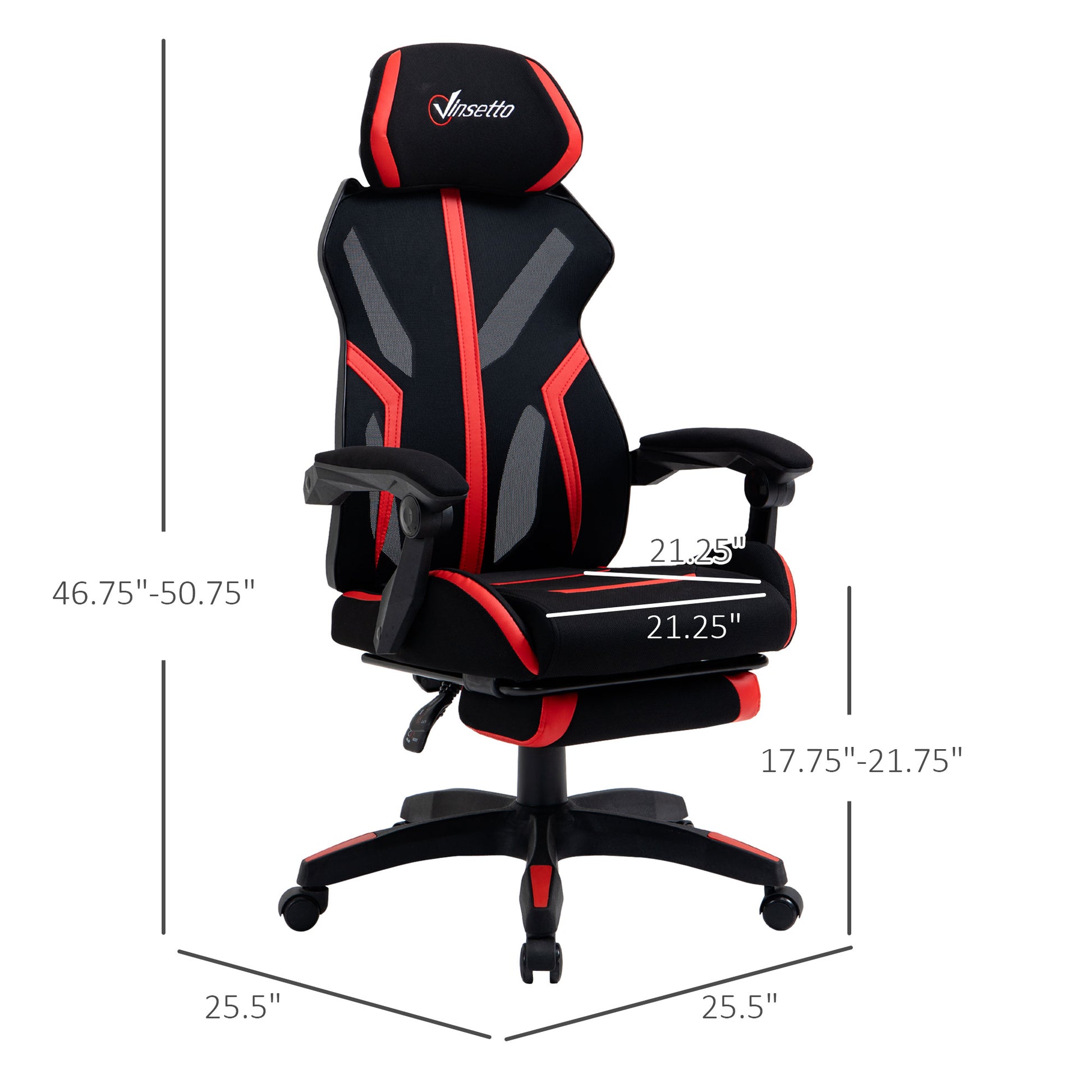 Racing Gaming Chair Ergonomic Black Red-DECOROLALA