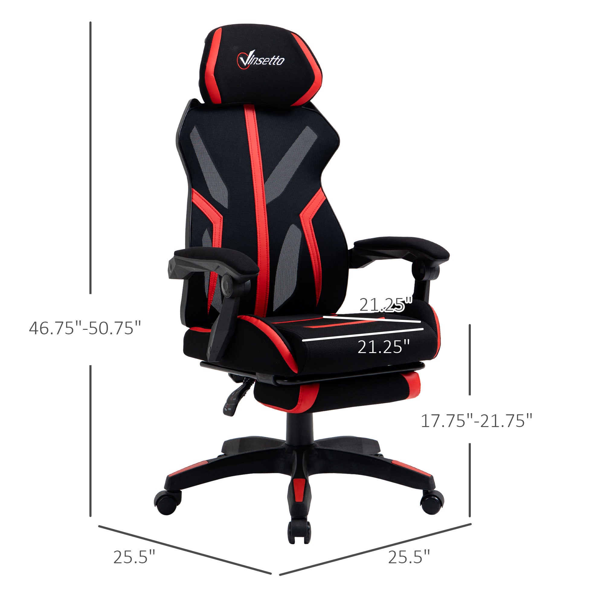 Racing Gaming Chair Ergonomic Black Red-DECOROLALA