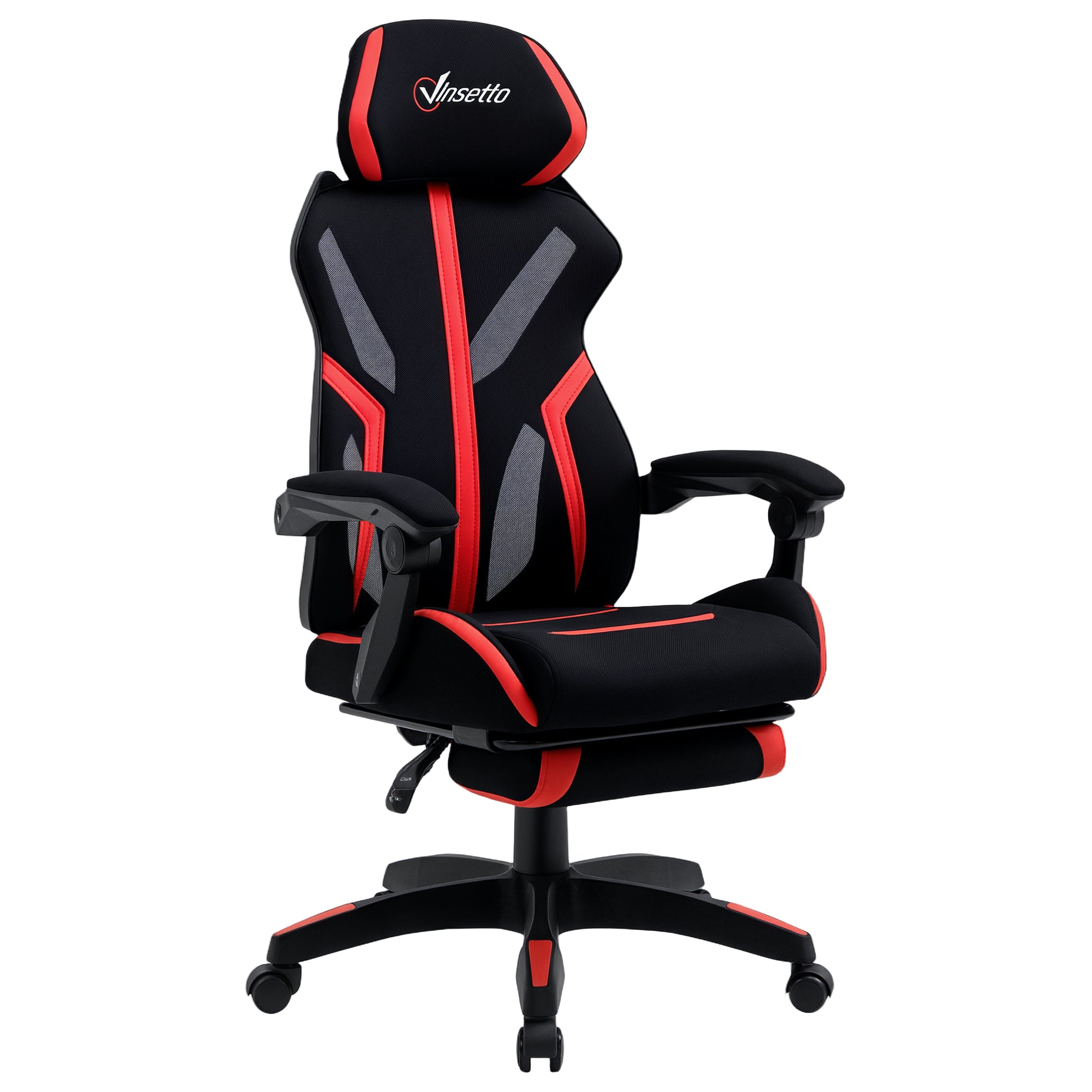 Racing Gaming Chair Ergonomic Black Red-DECOROLALA