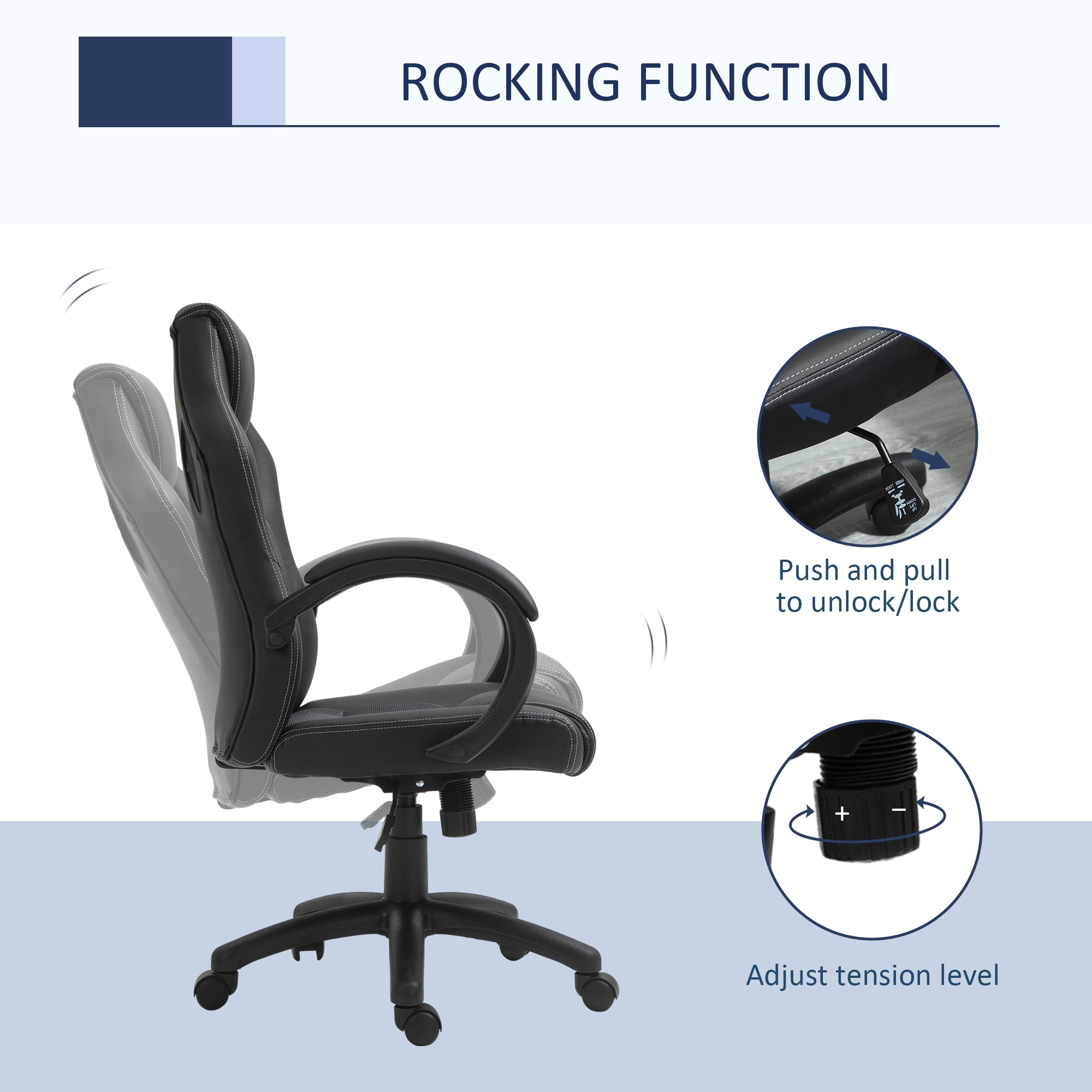 Racing Gaming Chair - Grey Faux Leather Office Chair-Office Products > Office Furniture > Office Chairs > Video Game Chairs-DECOROLALA