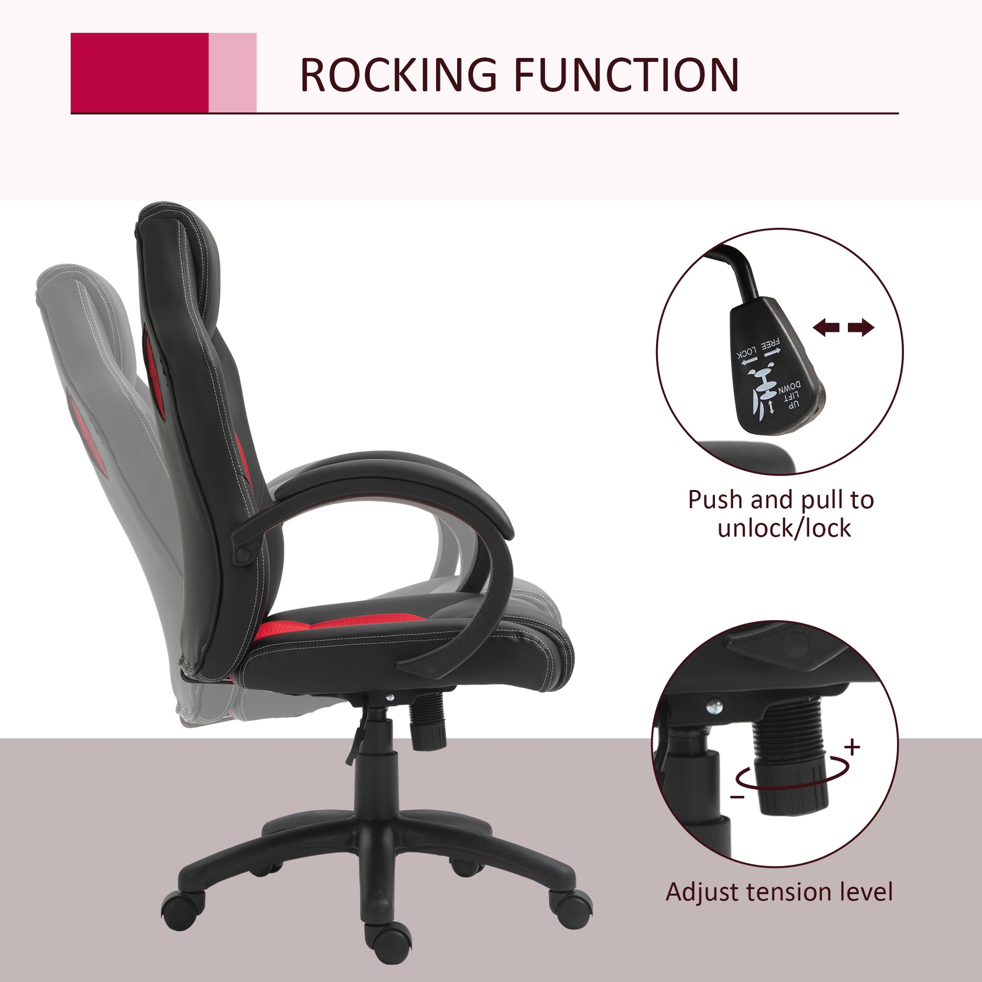 Racing Gaming Chair - Red Ergonomic Office Desk Chair-Office Products > Office Furniture > Office Chairs > Video Game Chairs-DECOROLALA