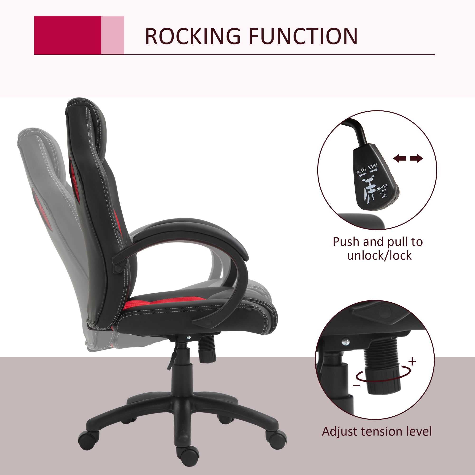 Racing Gaming Chair - Red Ergonomic Office Desk Chair-Office Products > Office Furniture > Office Chairs > Video Game Chairs-DECOROLALA