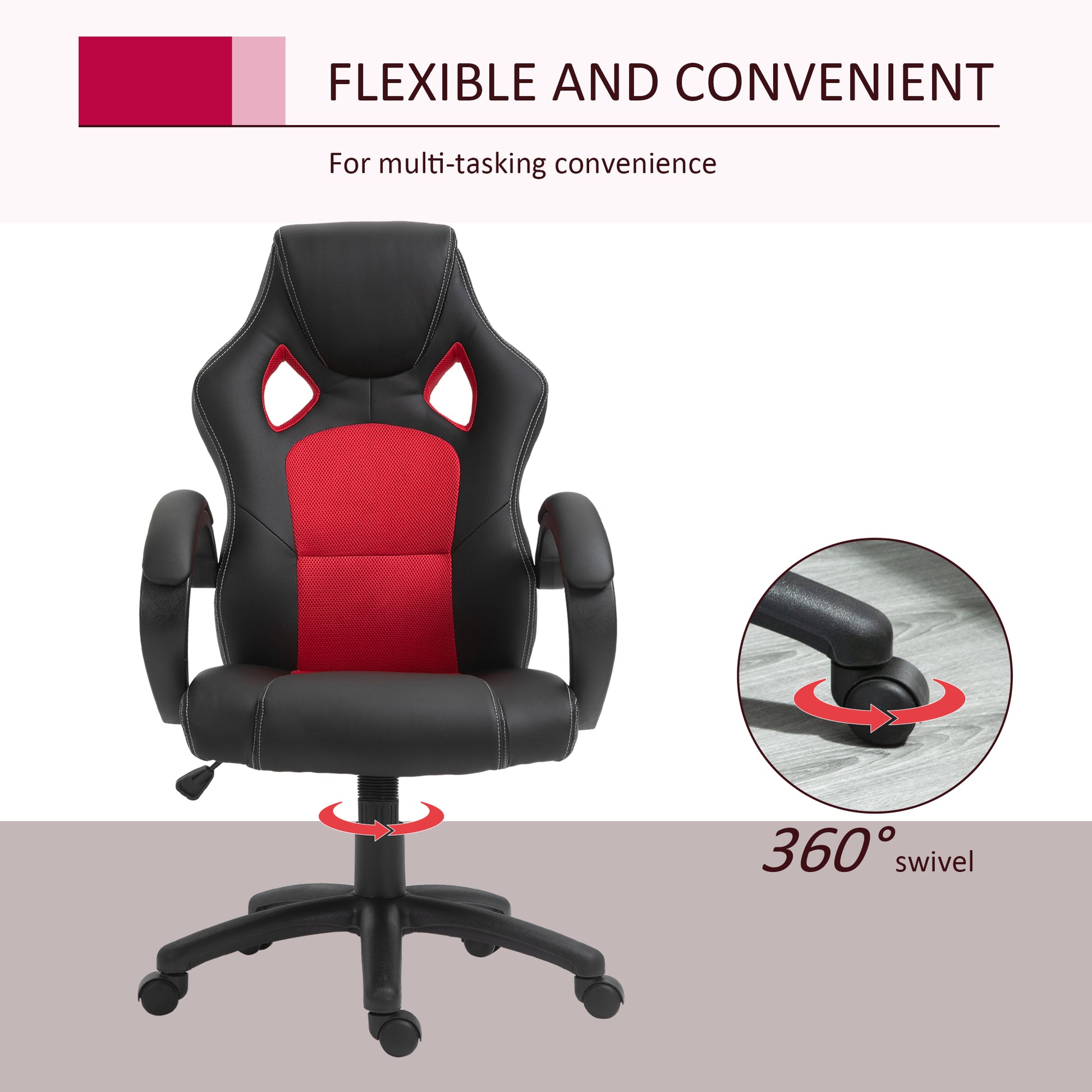 Racing Gaming Chair - Red Ergonomic Office Desk Chair-Office Products > Office Furniture > Office Chairs > Video Game Chairs-DECOROLALA