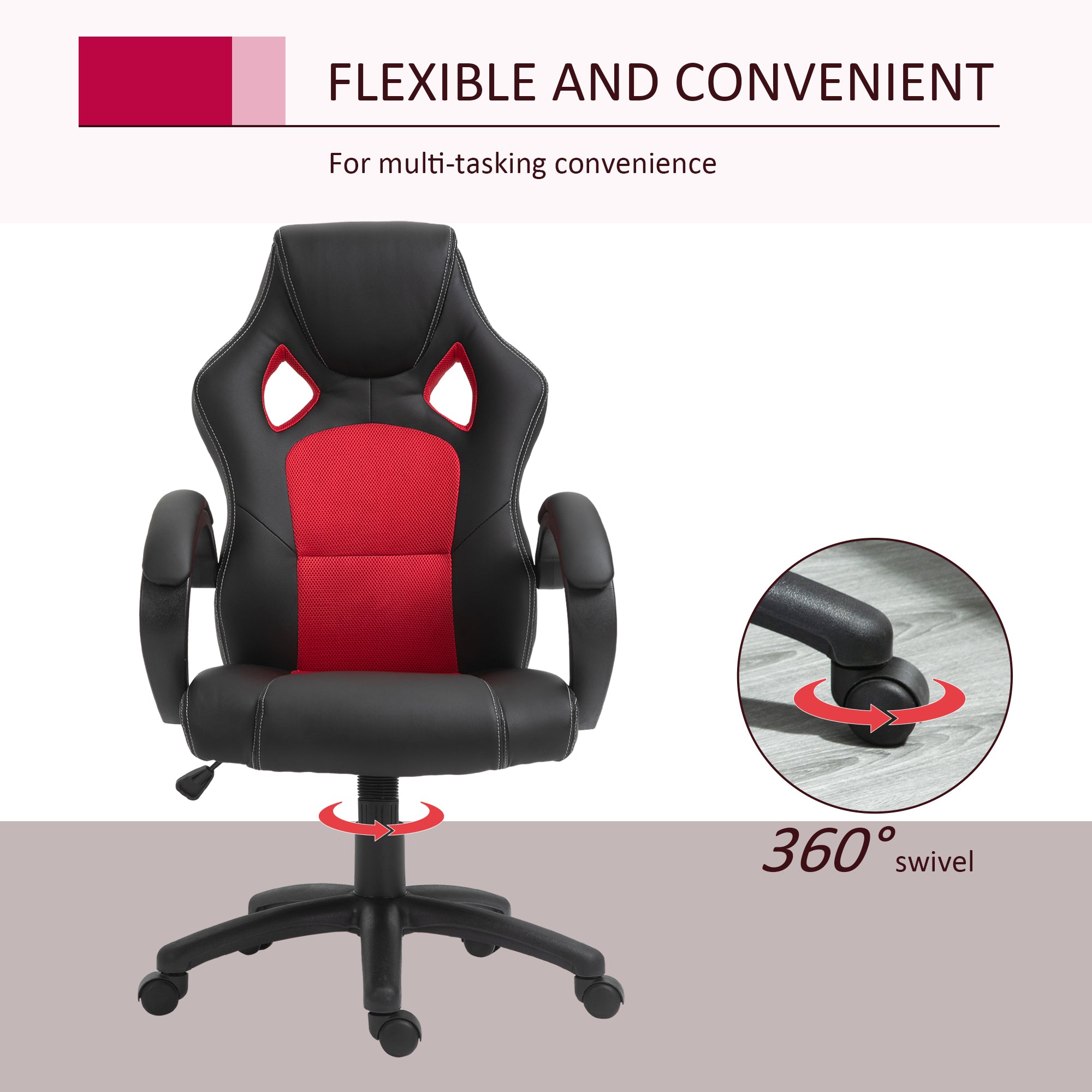Racing Gaming Chair - Red Ergonomic Office Desk Chair-Office Products > Office Furniture > Office Chairs > Video Game Chairs-DECOROLALA