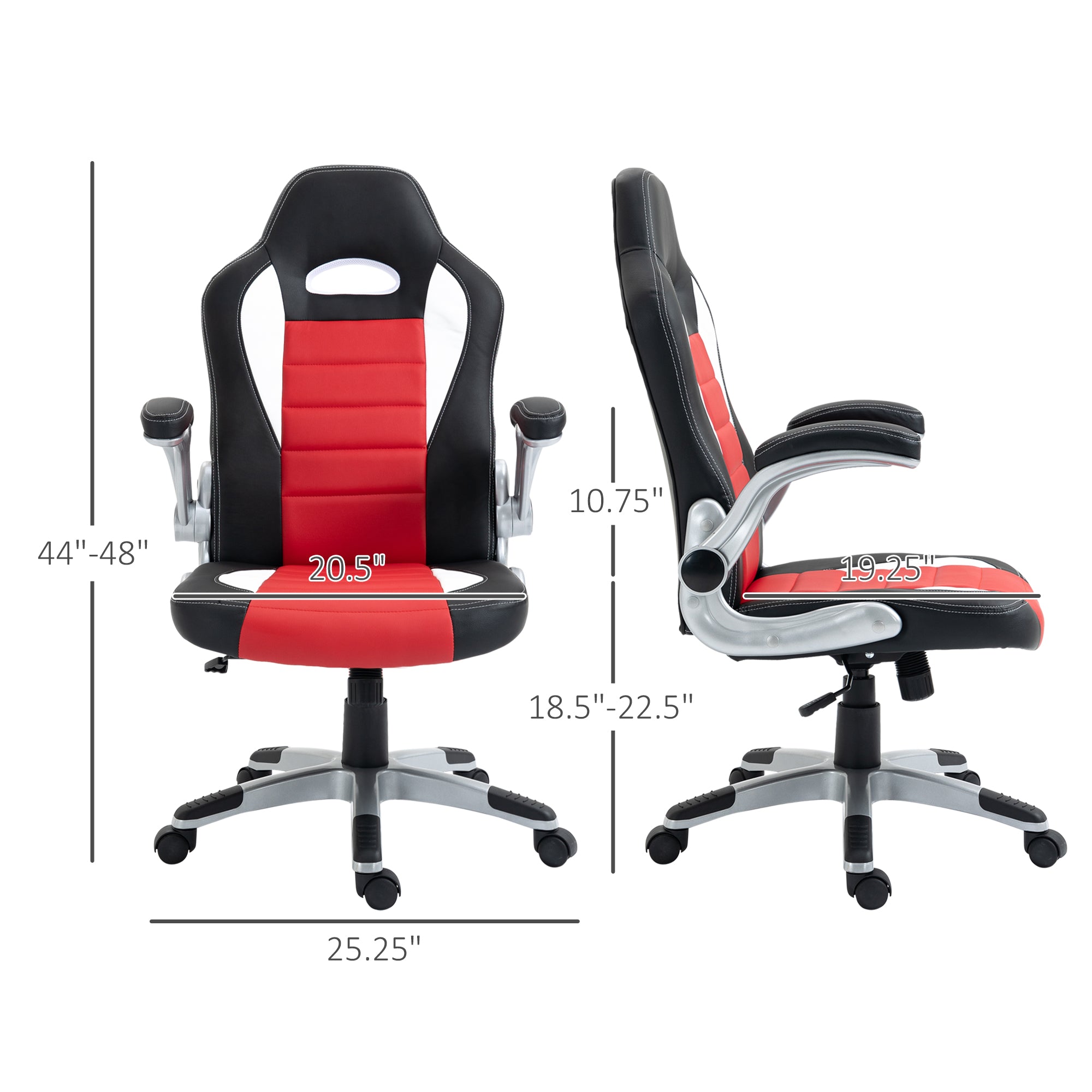 Racing Gaming Chair - Red PU Leather Executive Swivel Chair-Office Products > Office Furniture > Office Chairs > Video Game Chairs-DECOROLALA