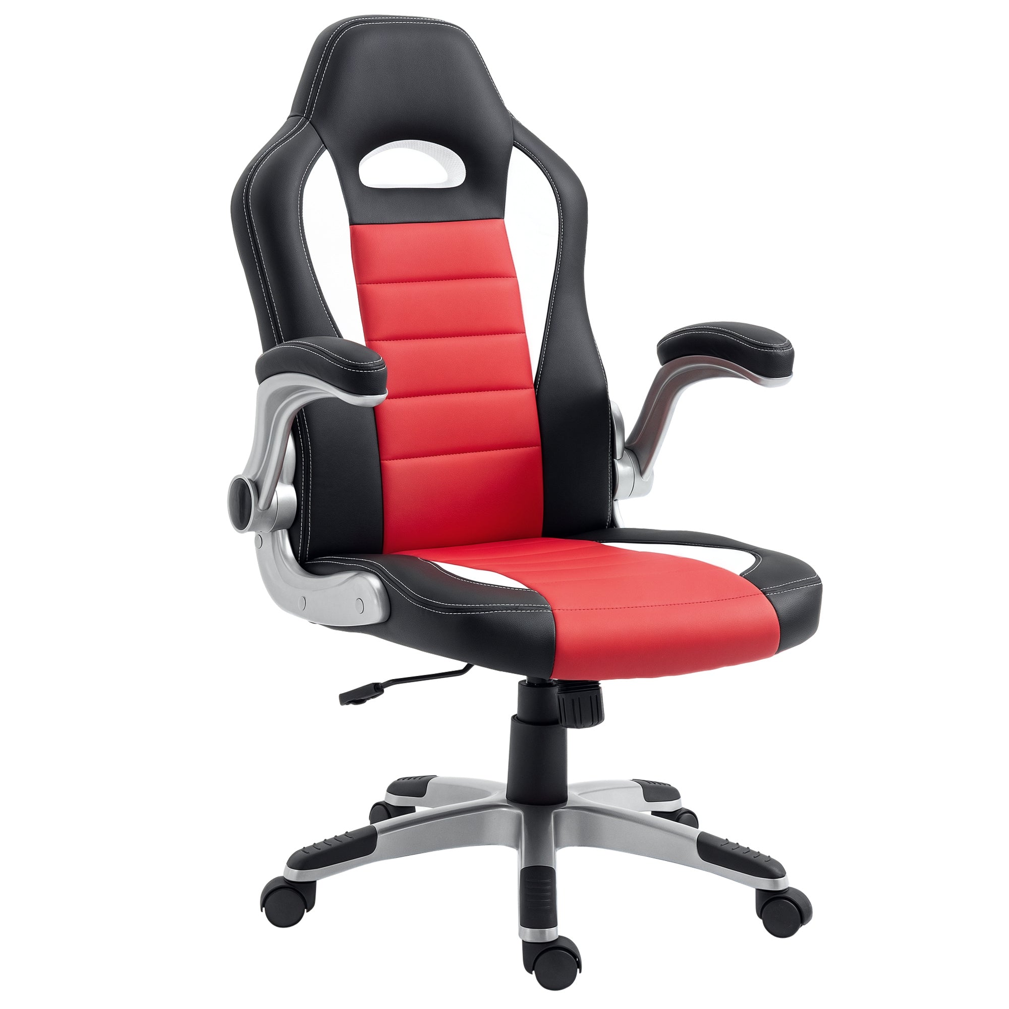 Racing Gaming Chair - Red PU Leather Executive Swivel Chair-Office Products > Office Furniture > Office Chairs > Video Game Chairs-DECOROLALA