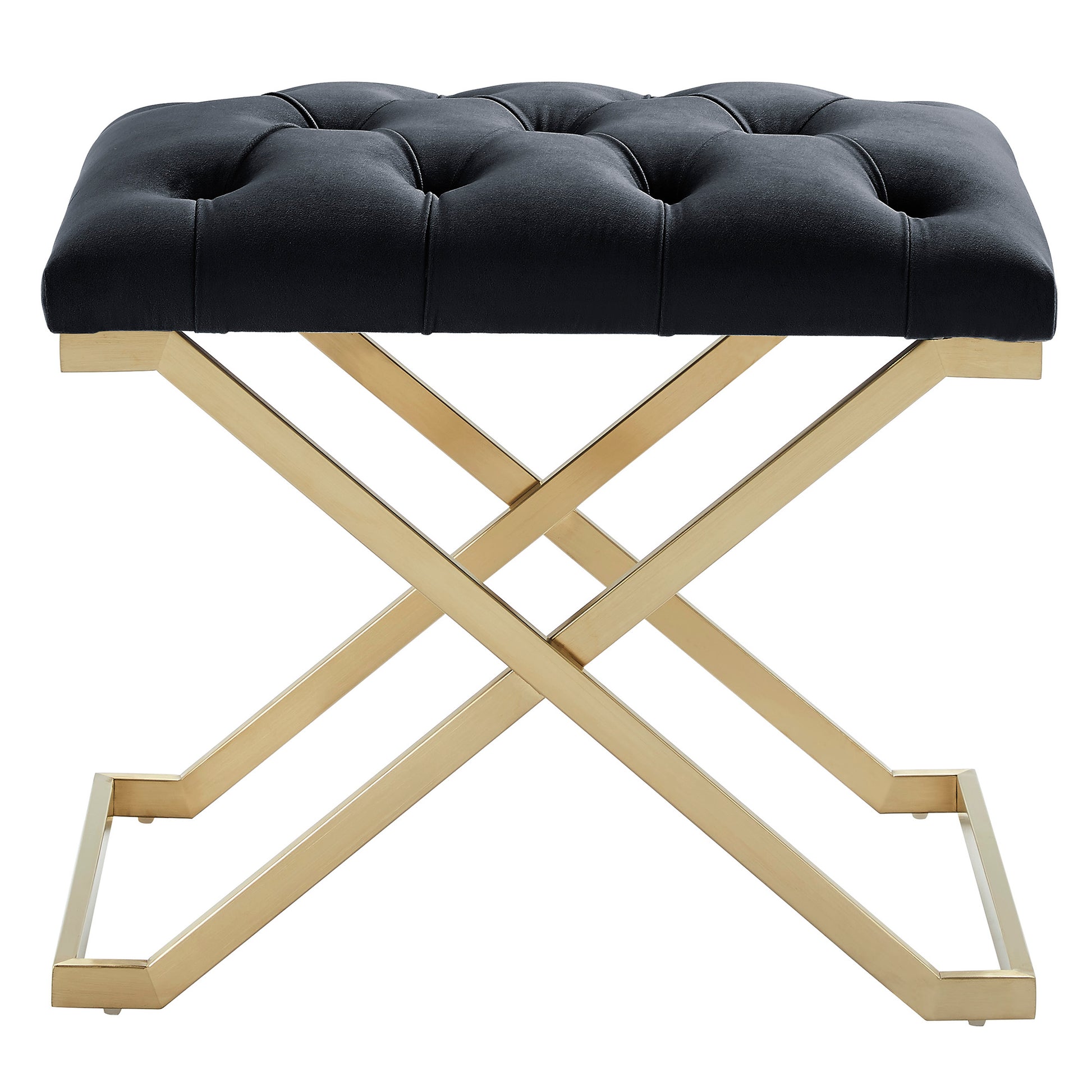 Rada Single Bench - Black and Gold Velvet Accent Seat-DECOROLALA