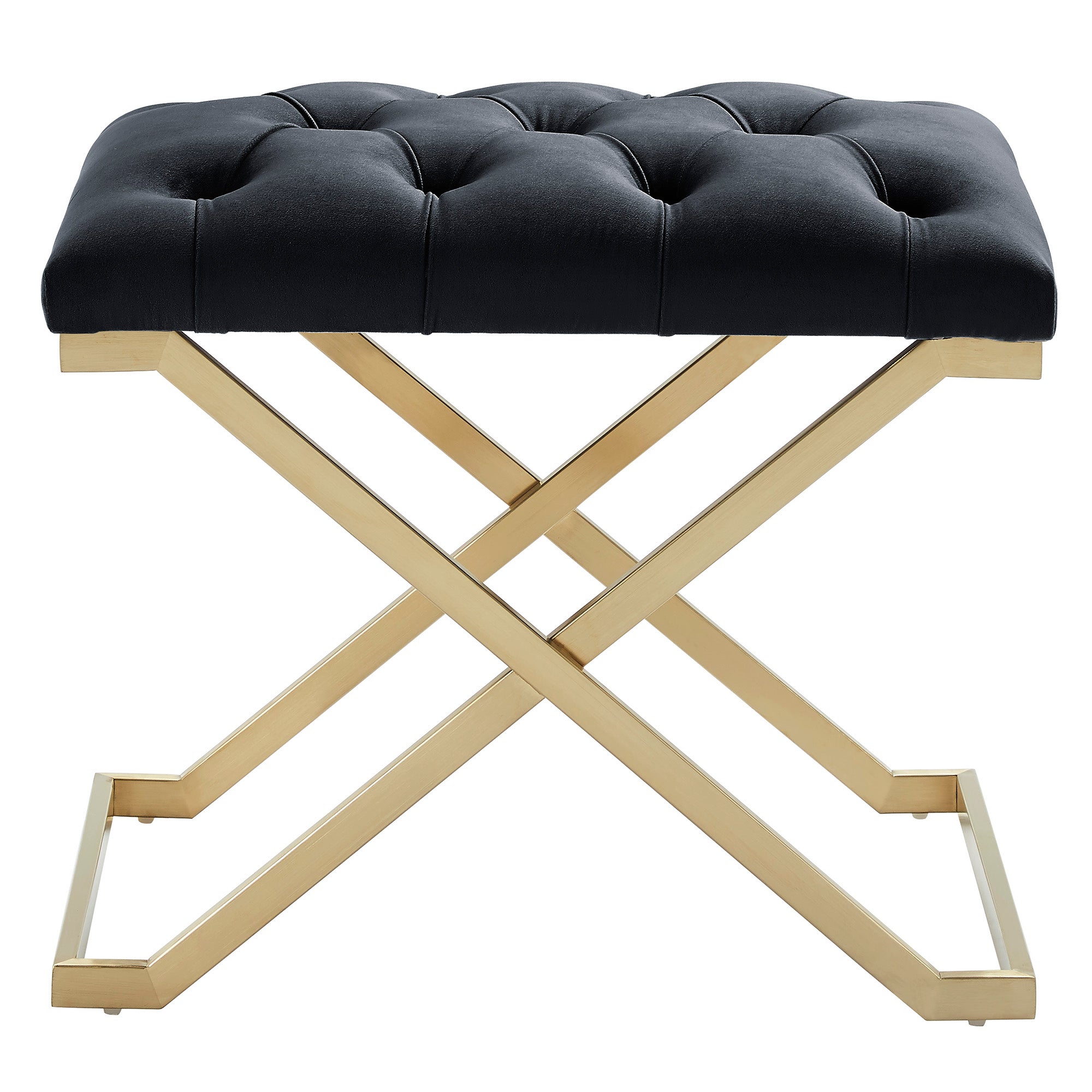 Rada Single Bench - Black and Gold Velvet Accent Seat-DECOROLALA