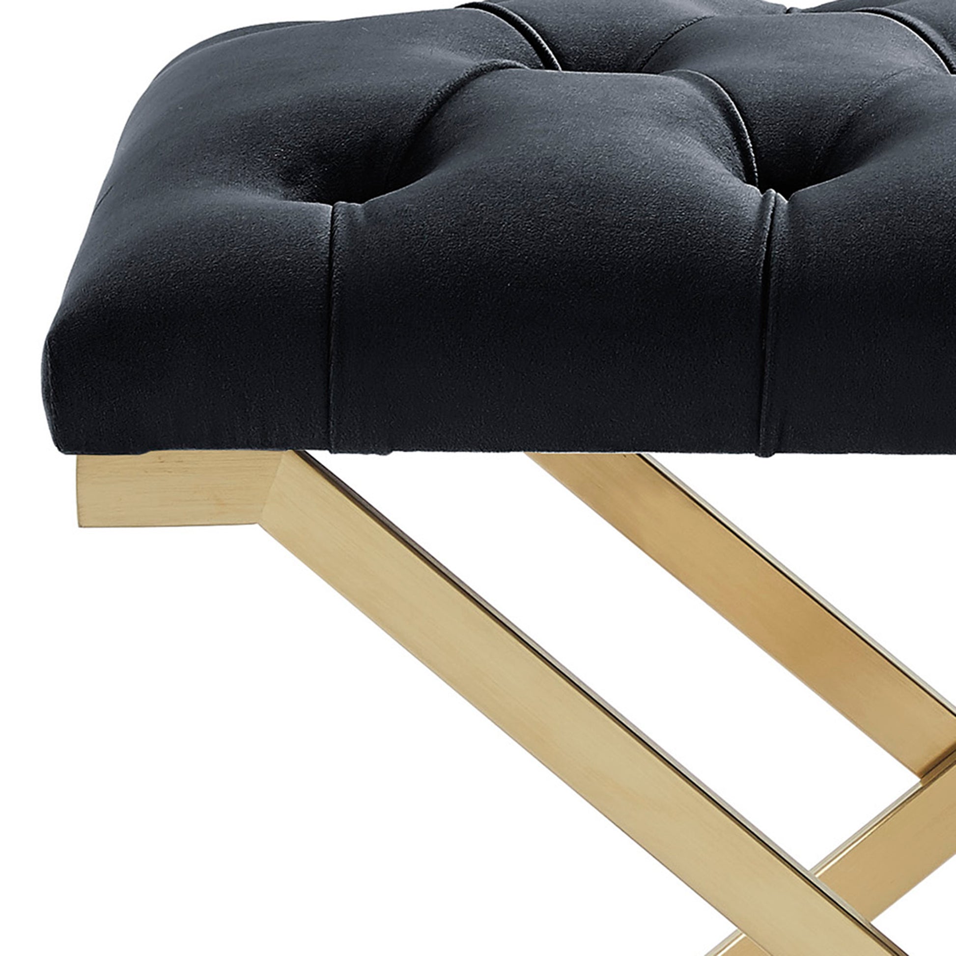 Rada Single Bench - Black and Gold Velvet Accent Seat-DECOROLALA