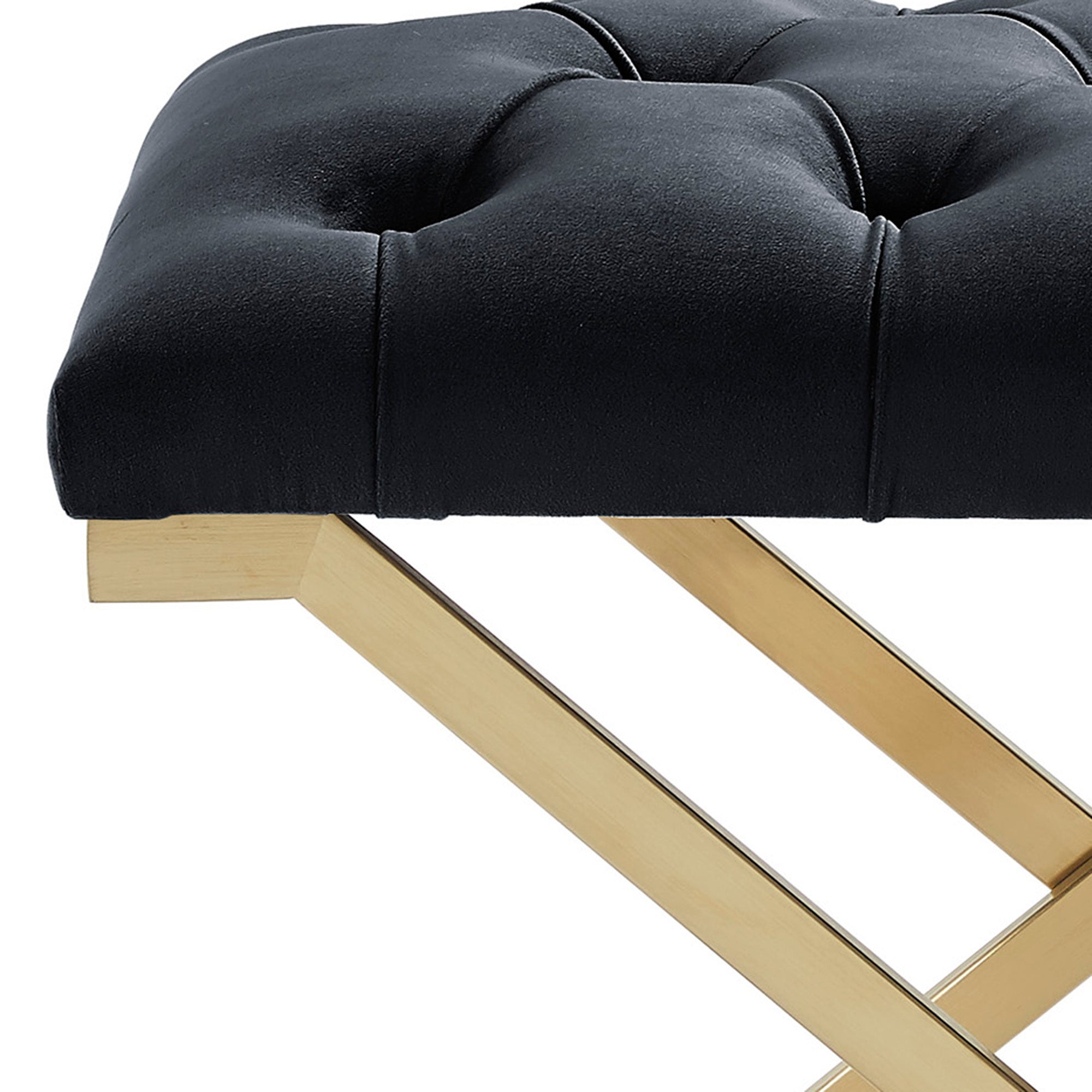 Rada Single Bench - Black and Gold Velvet Accent Seat-DECOROLALA