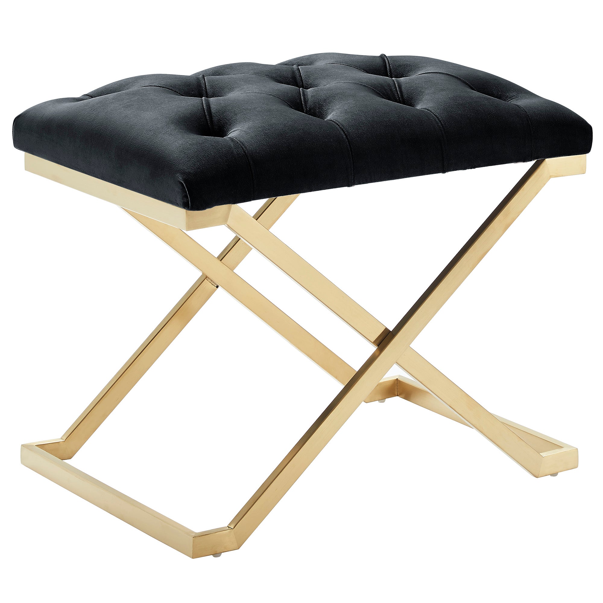 Rada Single Bench - Black and Gold Velvet Accent Seat-DECOROLALA