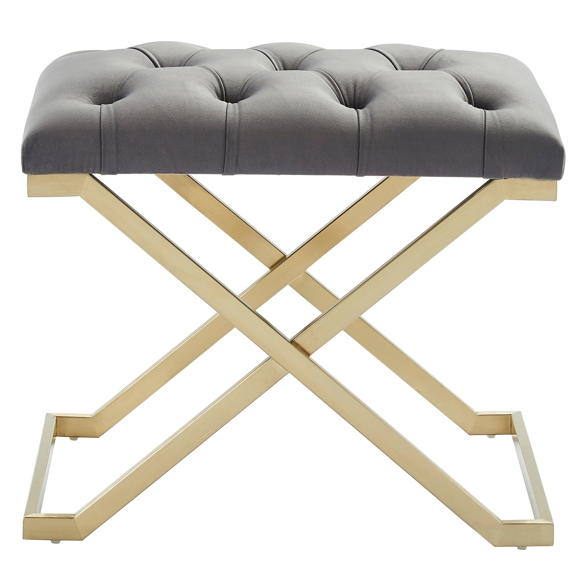 Rada Single Bench - Grey/Gold Luxury Accent Seat-DECOROLALA