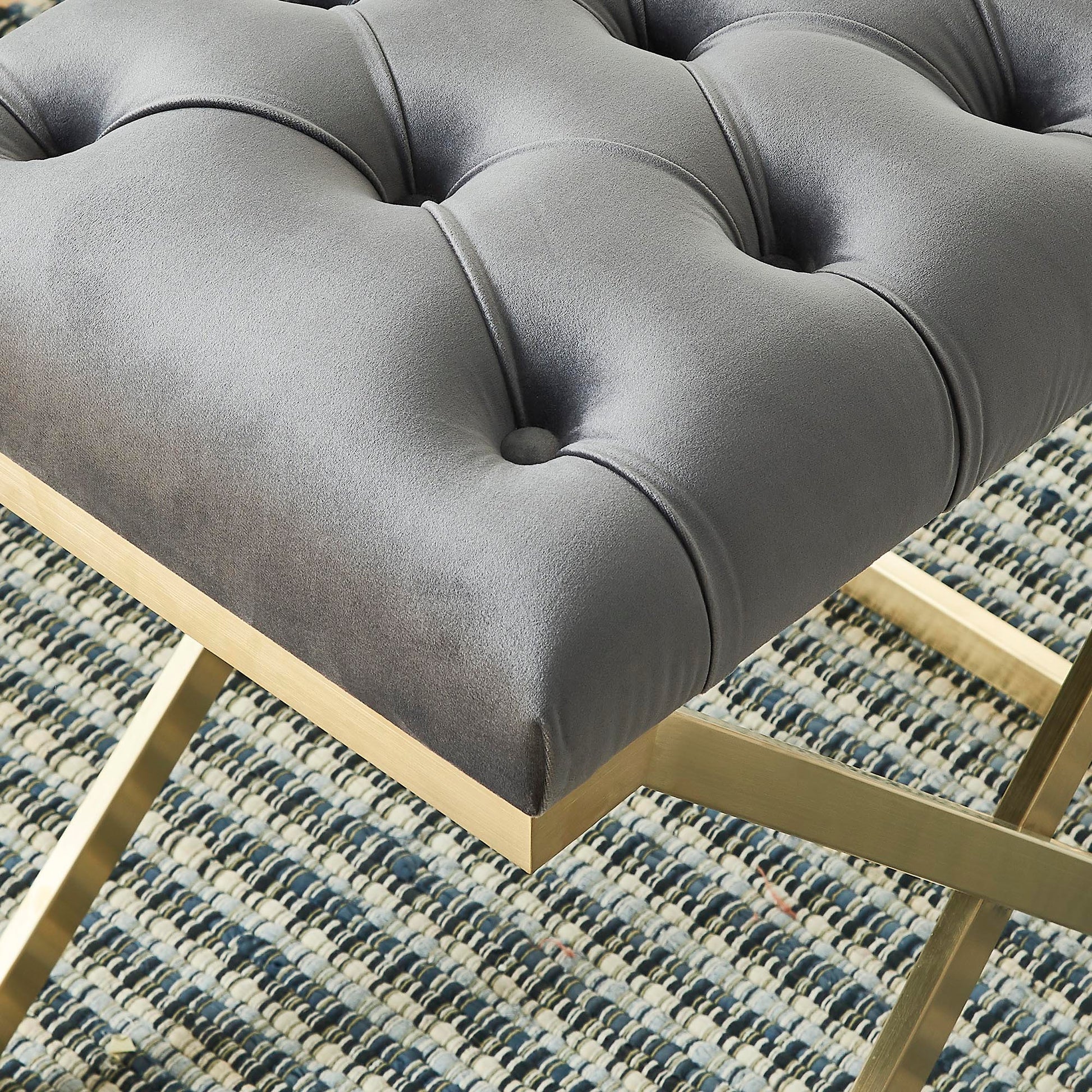 Rada Single Bench - Grey/Gold Luxury Accent Seat-DECOROLALA