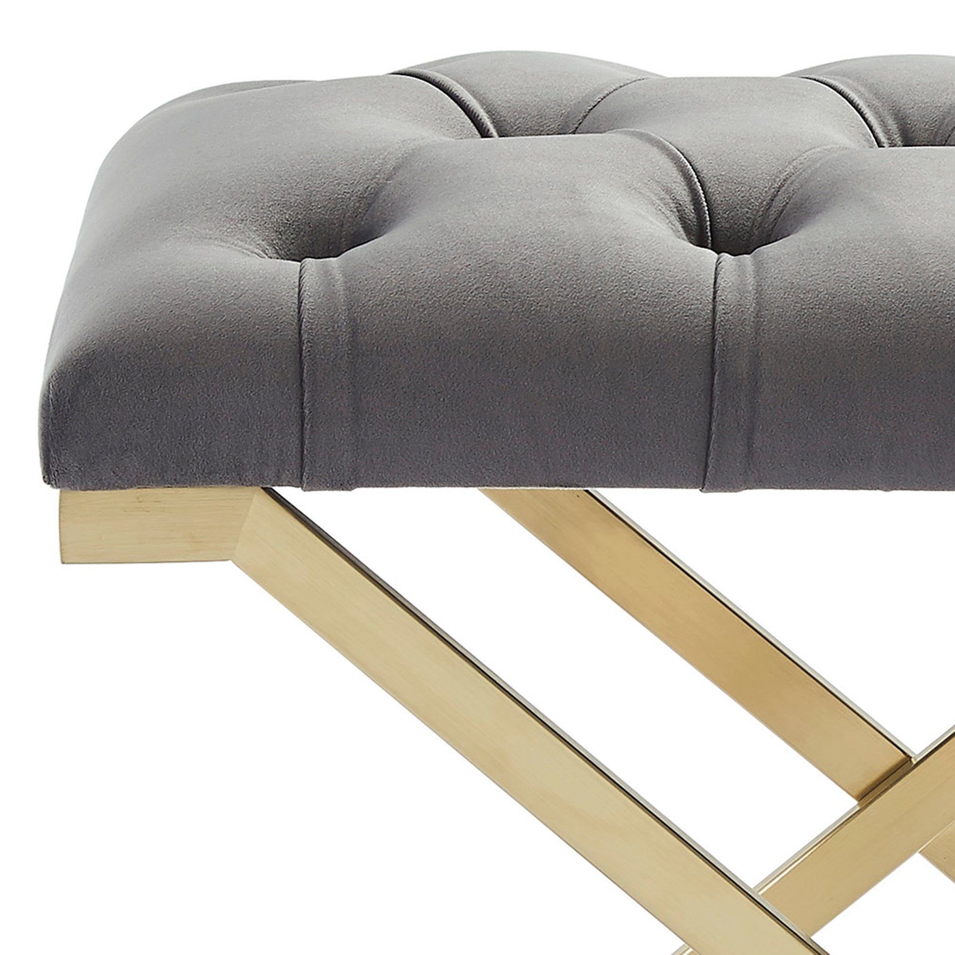 Rada Single Bench - Grey/Gold Luxury Accent Seat-DECOROLALA