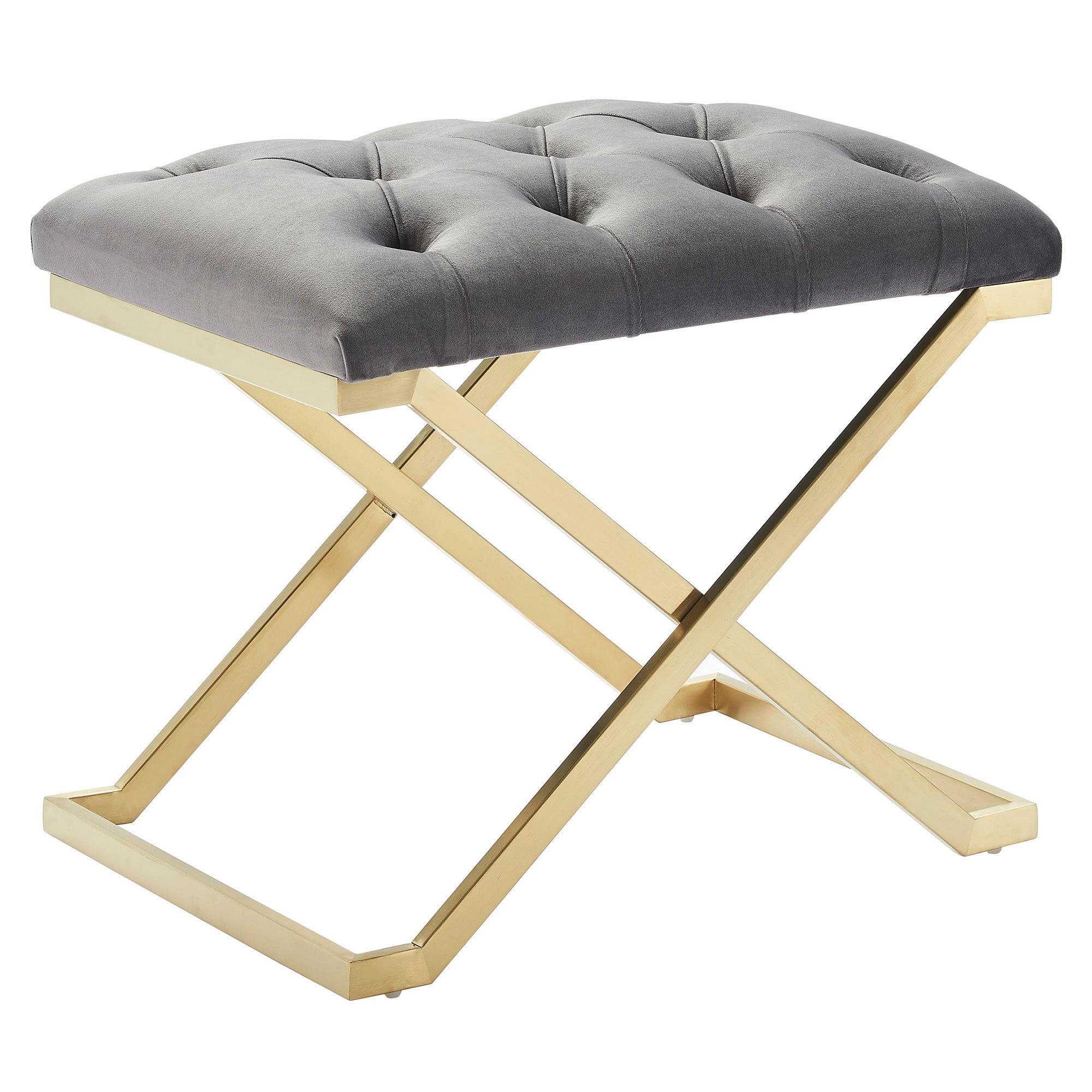 Rada Single Bench - Grey/Gold Luxury Accent Seat-DECOROLALA