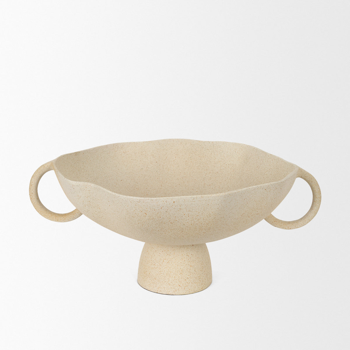 Radka Beige Textured Large Metal Decorative Bowl-Bowls-DECOROLALA