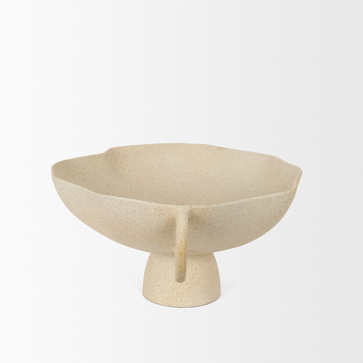 Radka Beige Textured Large Metal Decorative Bowl-Bowls-DECOROLALA