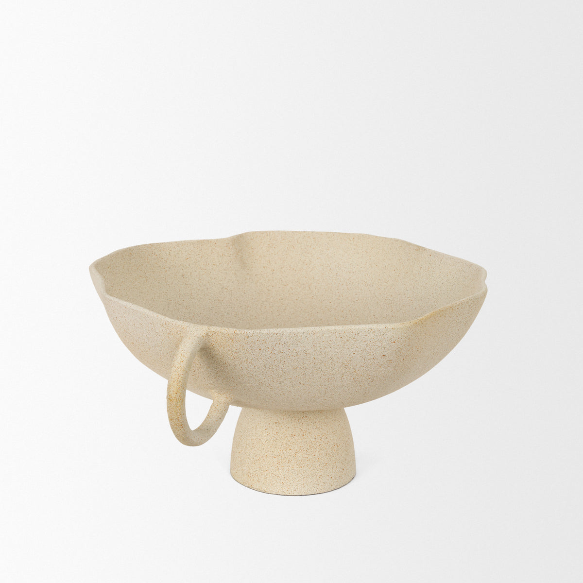 Radka Beige Textured Large Metal Decorative Bowl-Bowls-DECOROLALA