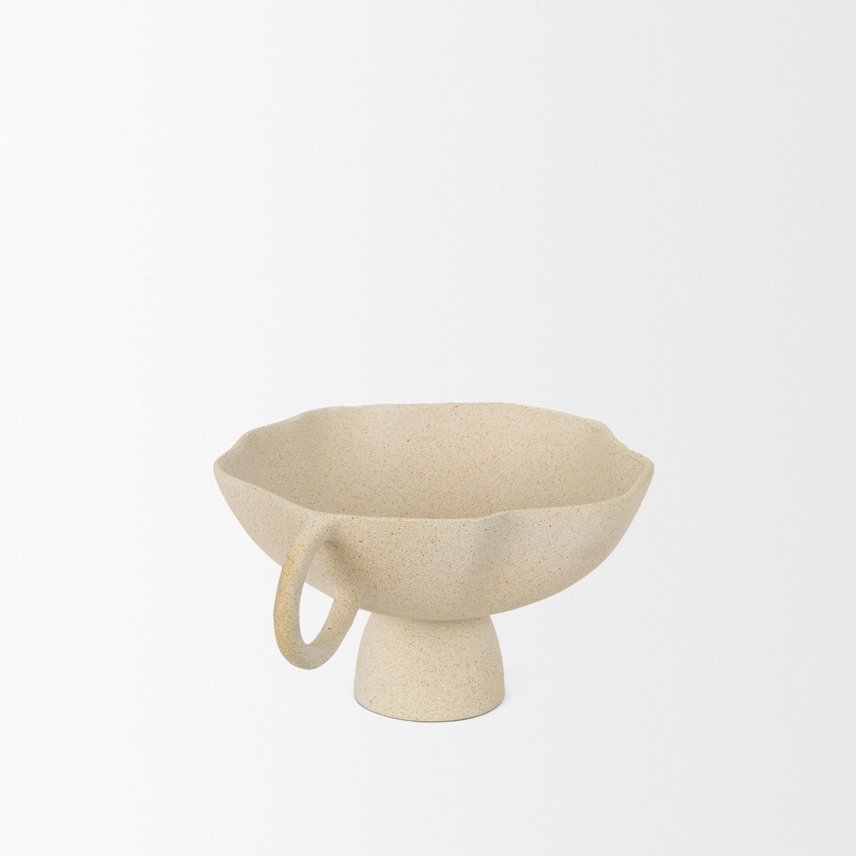 Radka Beige Textured Small Metal Decorative Bowl-Bowls-DECOROLALA