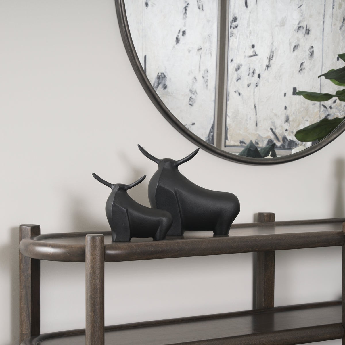Radu Small Matte Black Cast Aluminum Bull Decorative Object-Decorative Objects-DECOROLALA