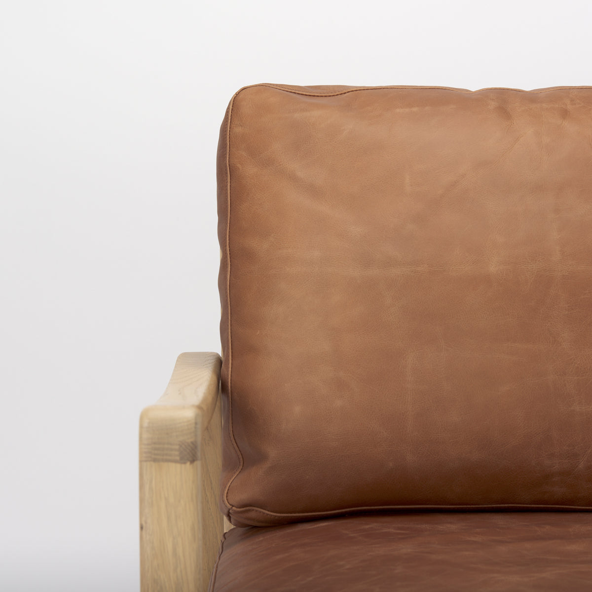 Raeleigh 28.0L x 34.1W x 34.4H Cognac Leather W/ Light Brown Wood Frame Accent Chair-Accent Chairs-DECOROLALA