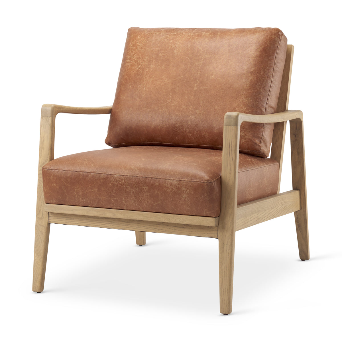 Raeleigh Tan Faux Leather Accent Chair-Accent Chairs-DECOROLALA