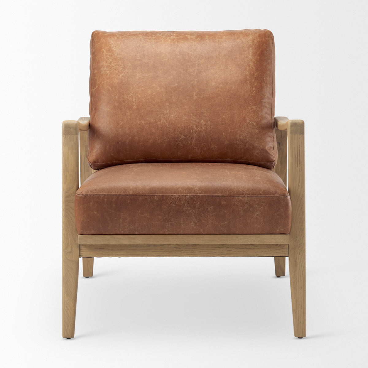 Raeleigh Tan Faux Leather Accent Chair-Accent Chairs-DECOROLALA