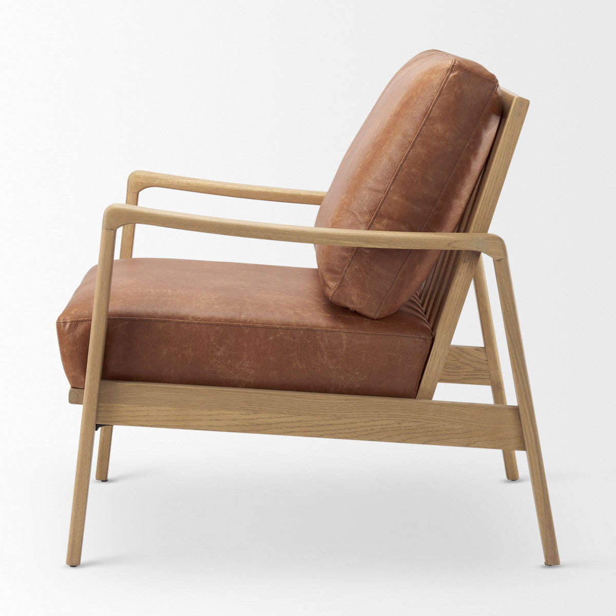 Raeleigh Tan Faux Leather Accent Chair-Accent Chairs-DECOROLALA