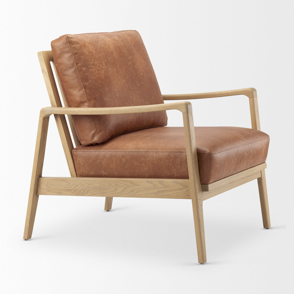 Raeleigh Tan Faux Leather Accent Chair-Accent Chairs-DECOROLALA