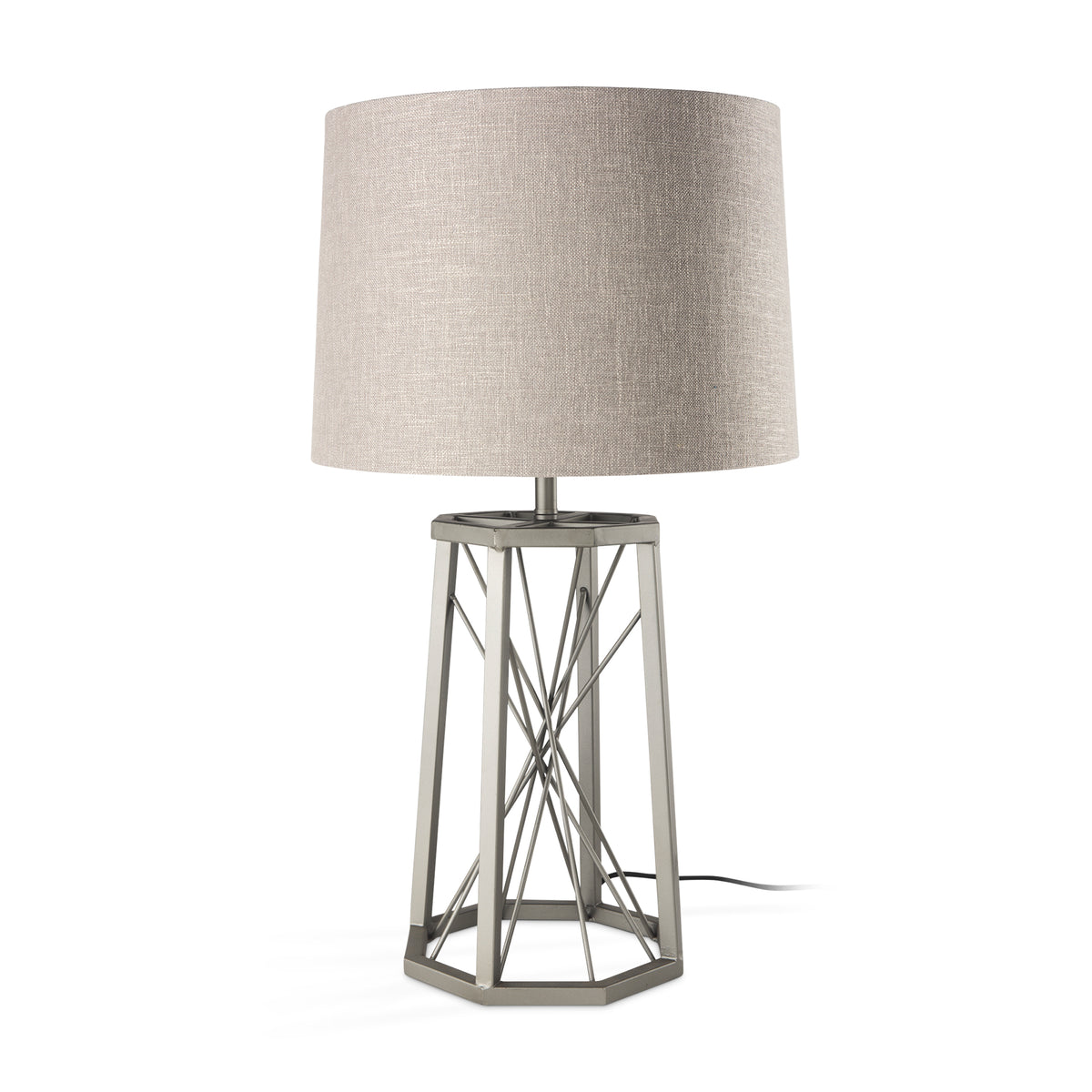 Raen Gray Metal Octagonal Table Lamp - Beige Shade-Table Lamps-DECOROLALA