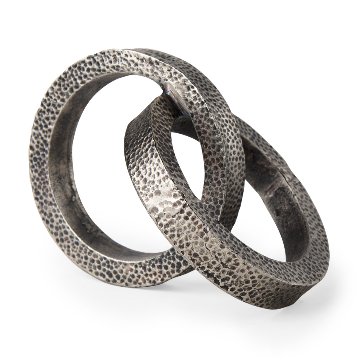 Rafiki Blackened Hammered Metal Conjoined Circles Decor-Objects-DECOROLALA