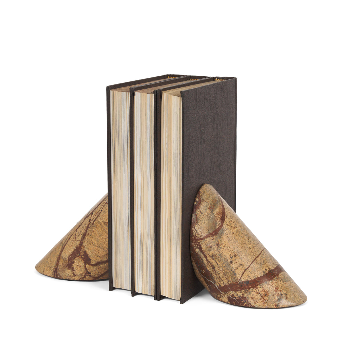 Rahima Brown Forest Marble Angled Bookends-Bookends-DECOROLALA