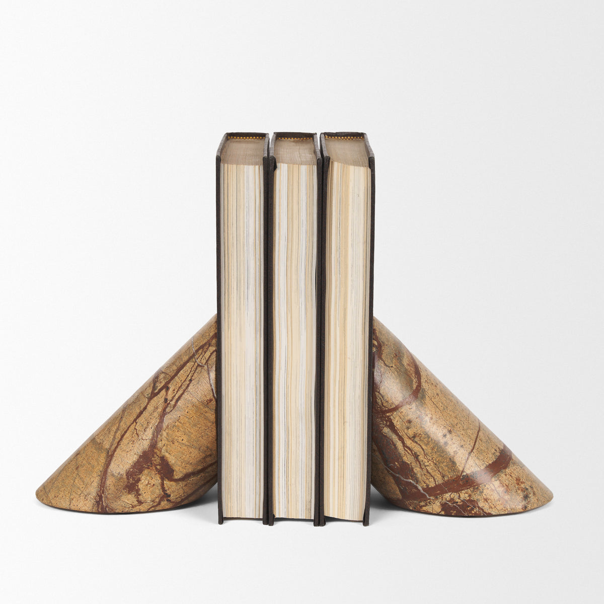Rahima Brown Forest Marble Angled Bookends-Bookends-DECOROLALA