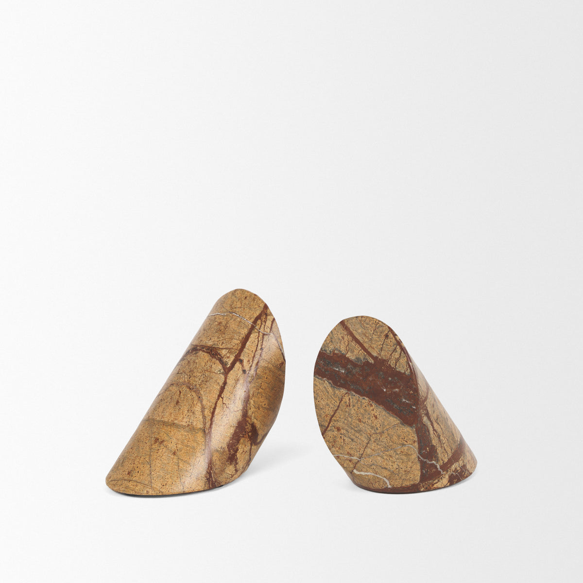 Rahima Brown Forest Marble Angled Bookends-Bookends-DECOROLALA