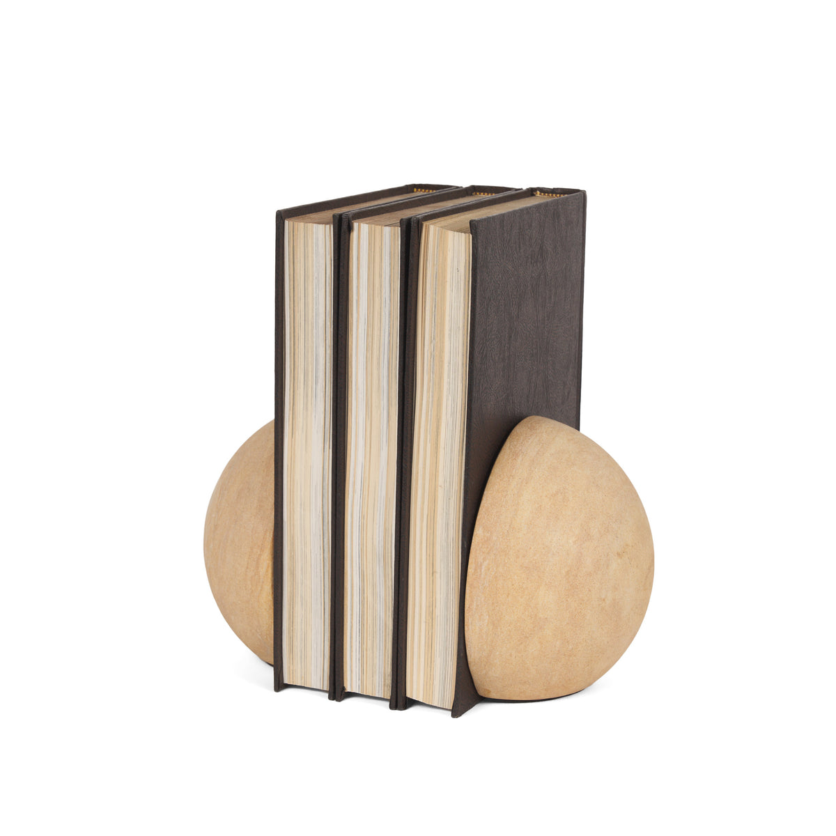 Rahmi Sandstone Orb Bookends-Bookends-DECOROLALA