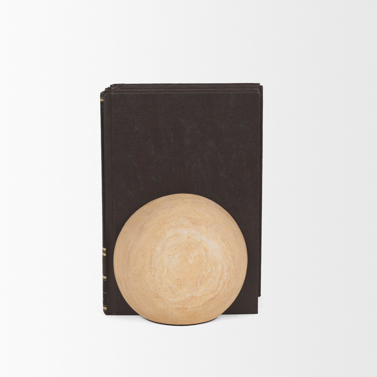 Rahmi Sandstone Orb Bookends-Bookends-DECOROLALA