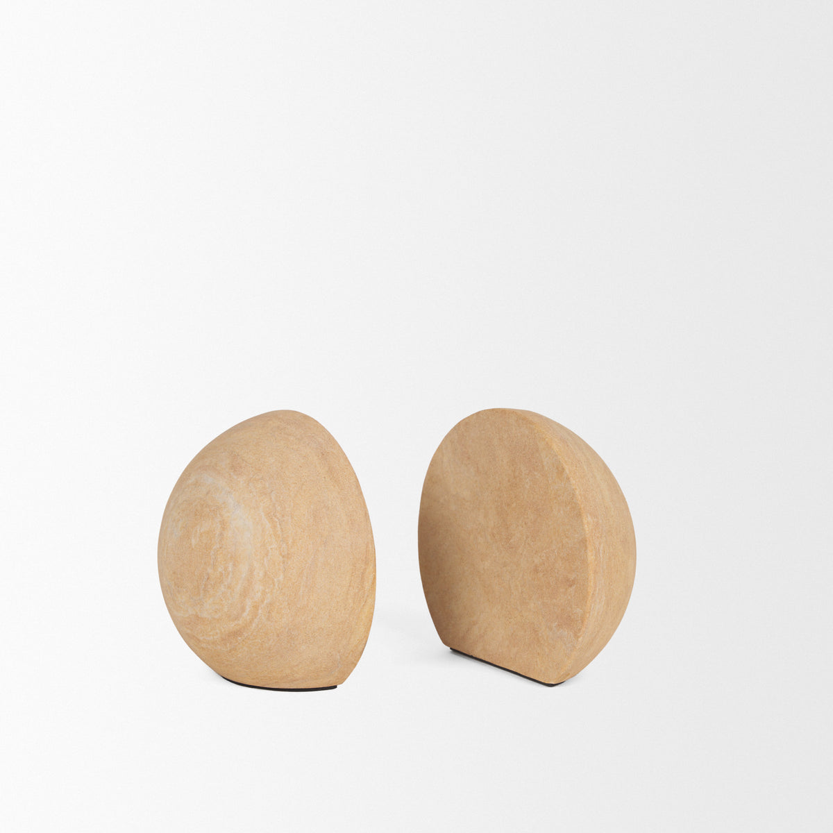 Rahmi Sandstone Orb Bookends-Bookends-DECOROLALA