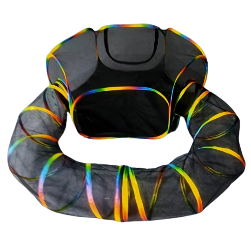 Rainbow Tunnel Tent Playpen for Cats - Foldable Striped Design-DECOROLALA