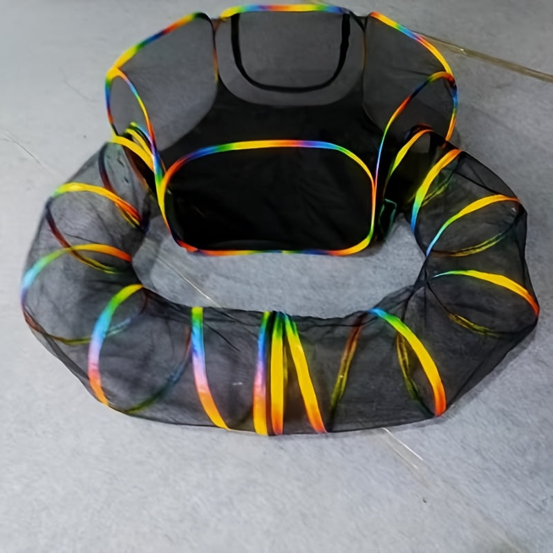 Rainbow Tunnel Tent Playpen for Cats - Foldable Striped Design-DECOROLALA