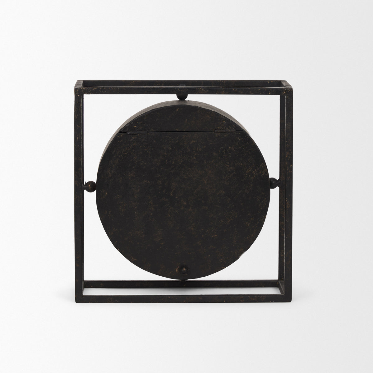 Raisa Black w/ Gold Antiquing Metal Table Clock-Table Clocks-DECOROLALA