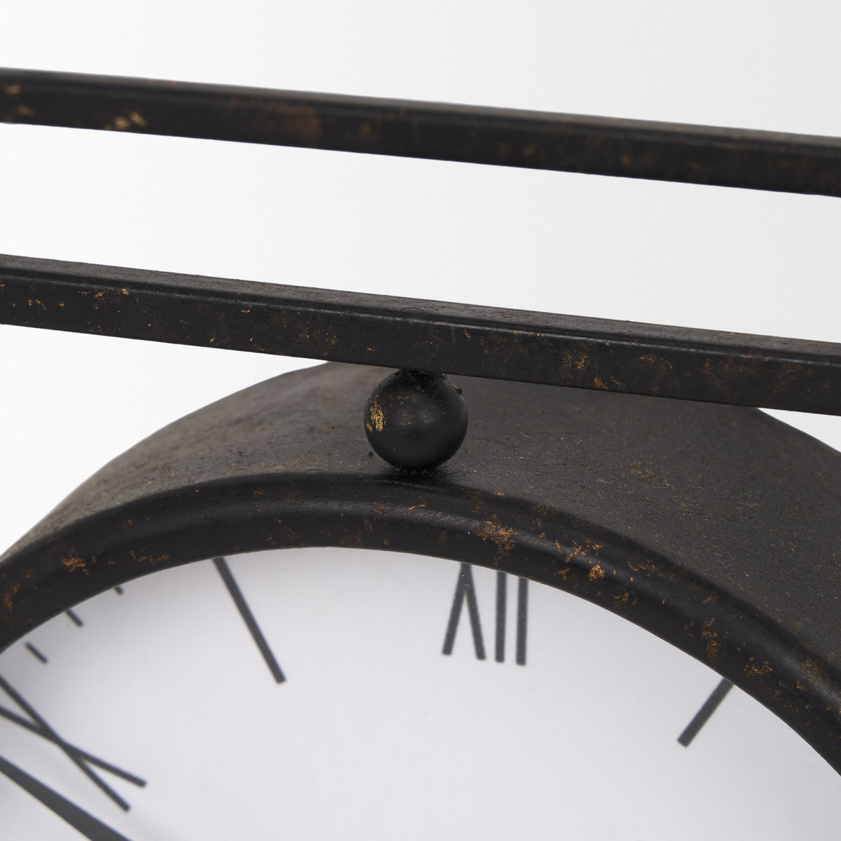 Raisa Black w/ Gold Antiquing Metal Table Clock-Table Clocks-DECOROLALA