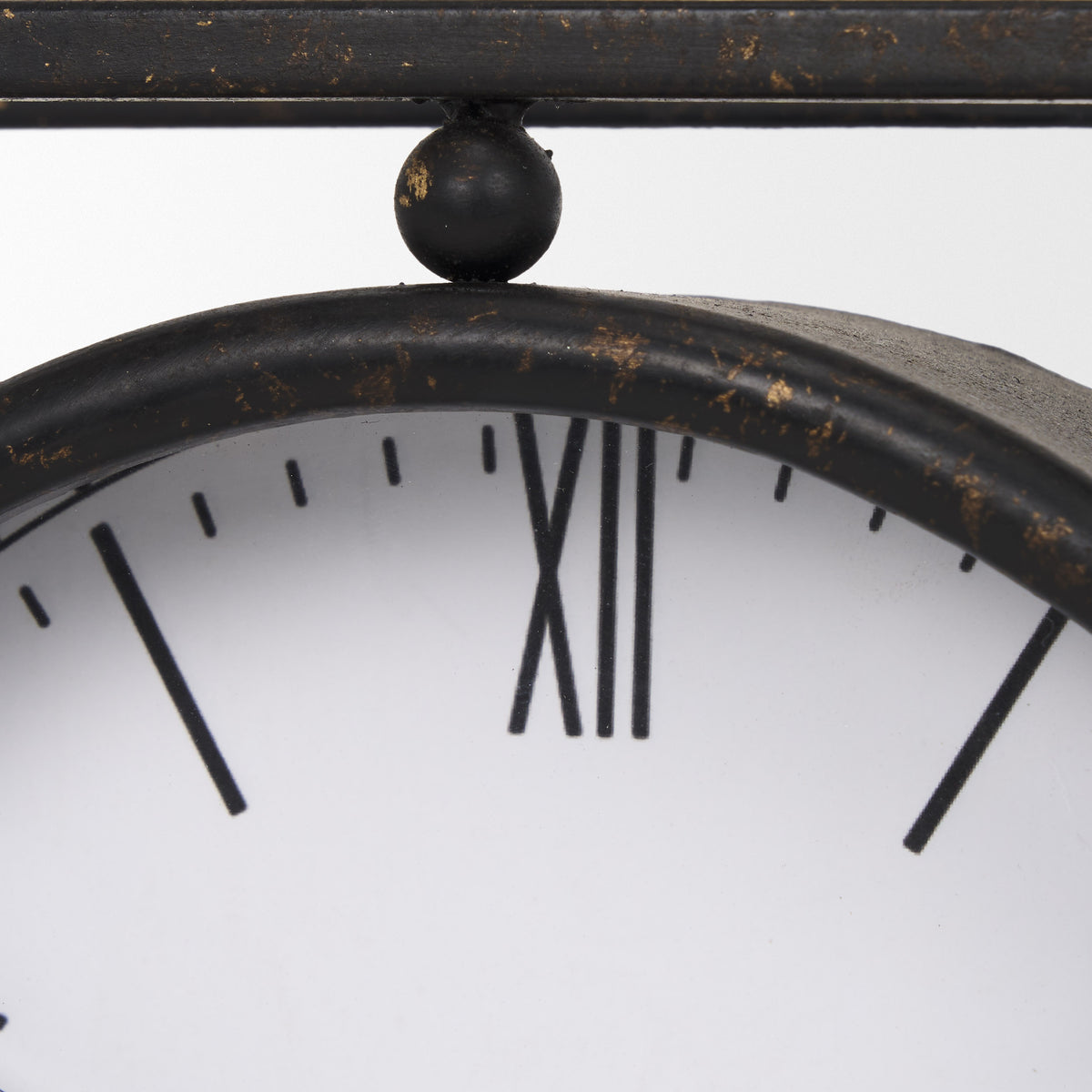 Raisa Black w/ Gold Antiquing Metal Table Clock-Table Clocks-DECOROLALA