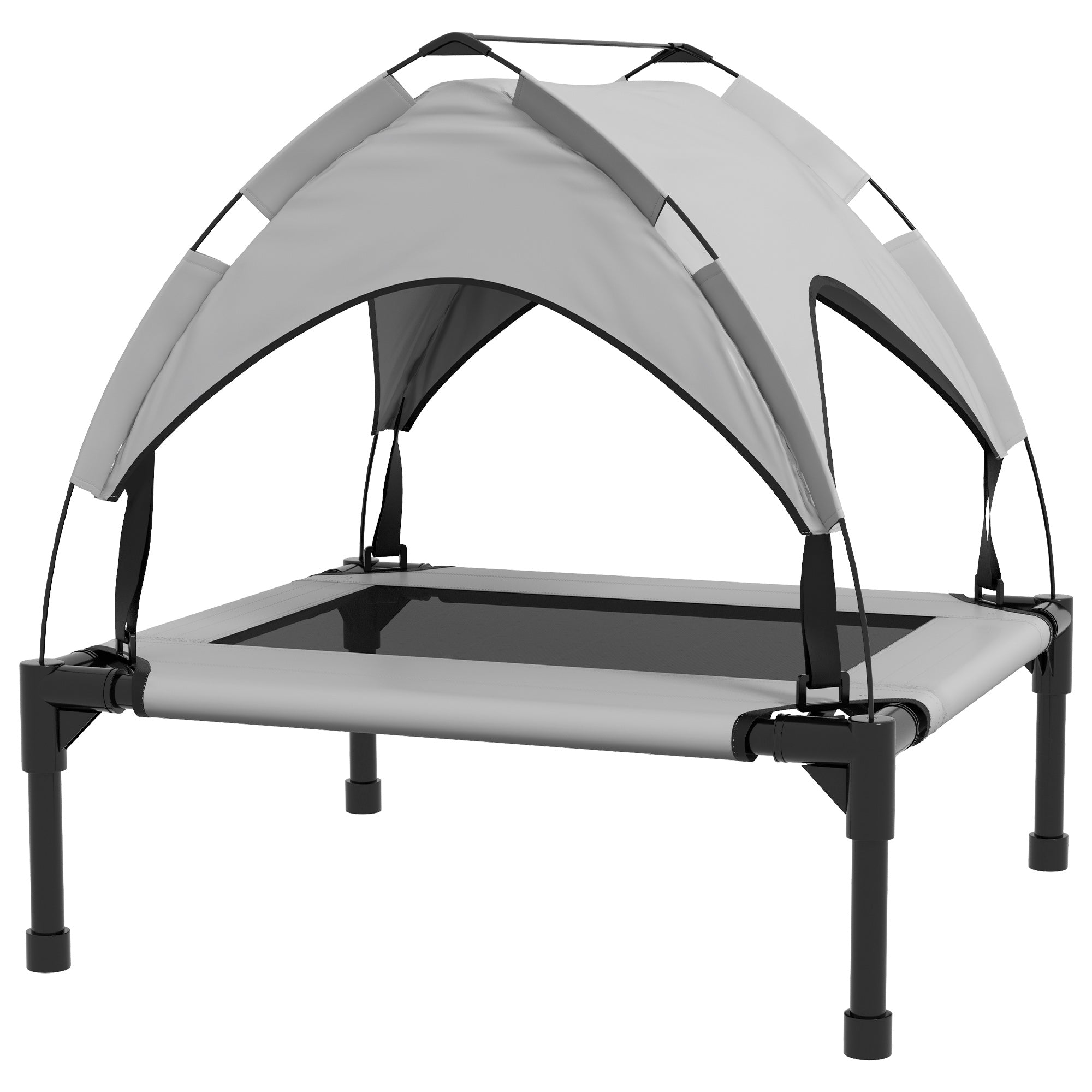 Raised Dog Bed with Canopy - Light Grey Elevated Cooling Cot-Dogs-DECOROLALA