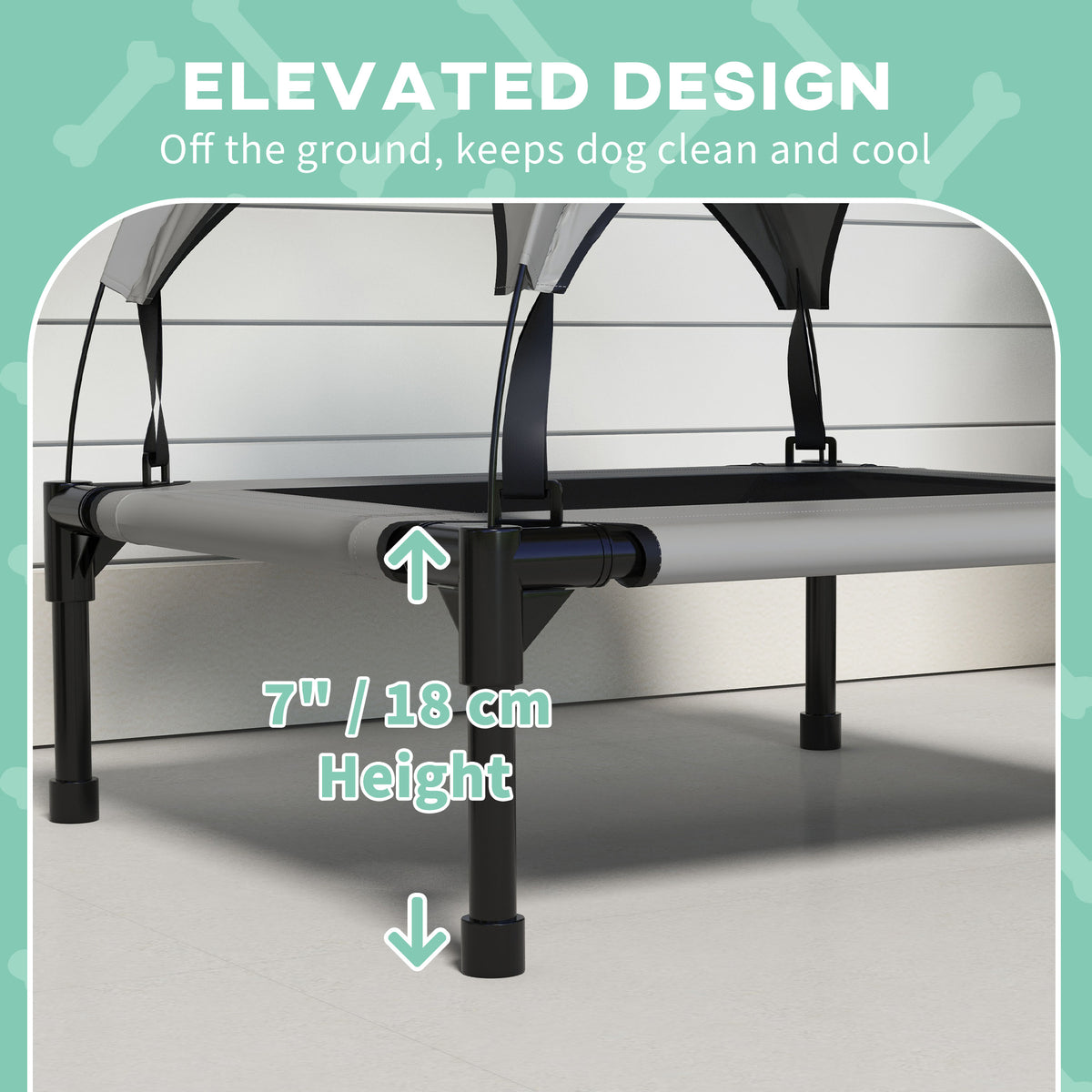 Raised Dog Bed with Canopy - Light Grey Elevated Cooling Cot-Dogs-DECOROLALA