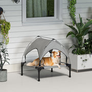 Raised Dog Bed with Canopy - Light Grey Elevated Cooling Cot-Dogs-DECOROLALA